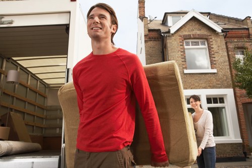Sorted cardboard and reusable items prepared for recycling during a Chelsea move